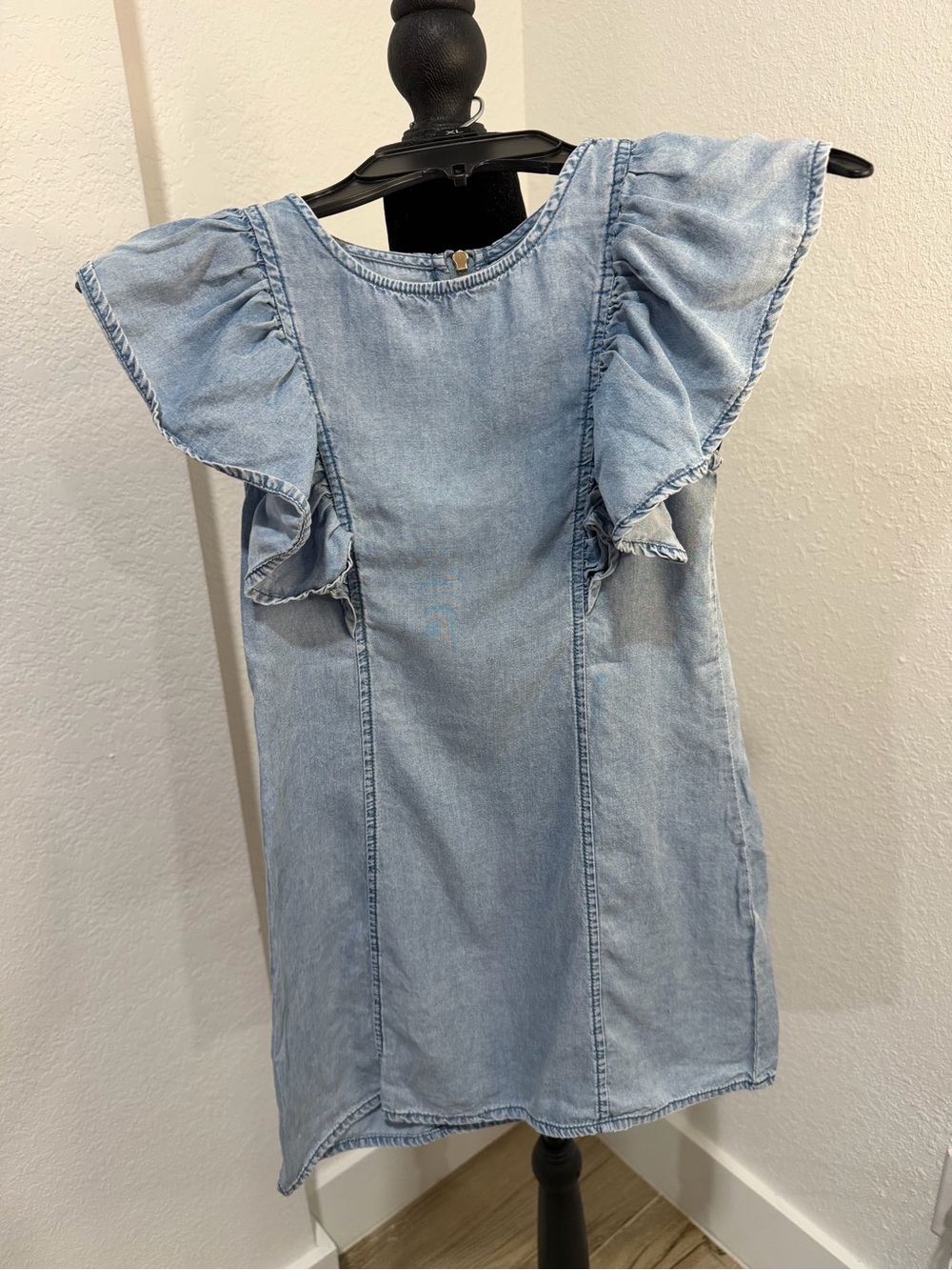 Kids Denim Ruffle Sleeve Dress
